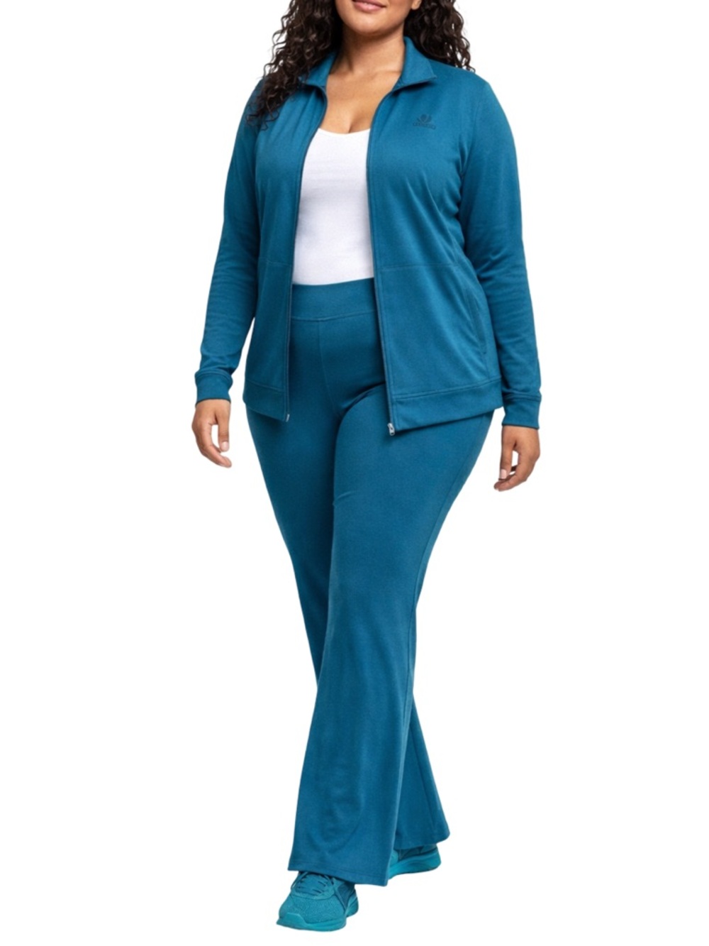 Reebok Plus Size 3X Flare Leg Sweatsuit Zip Jacket Pants Teal Blue Fall winter